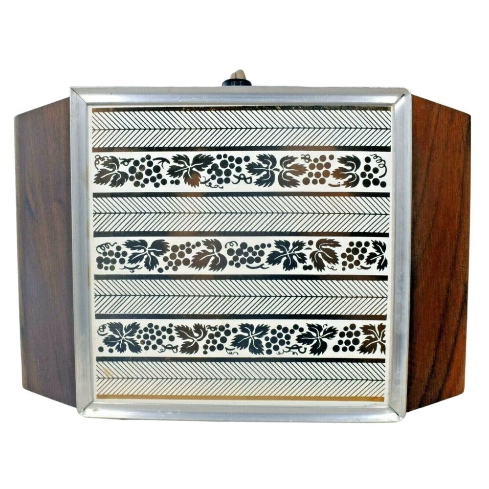 Jaxton Hot Server Food Warmer Brown Leaf Design Mid Century Modern Vintage